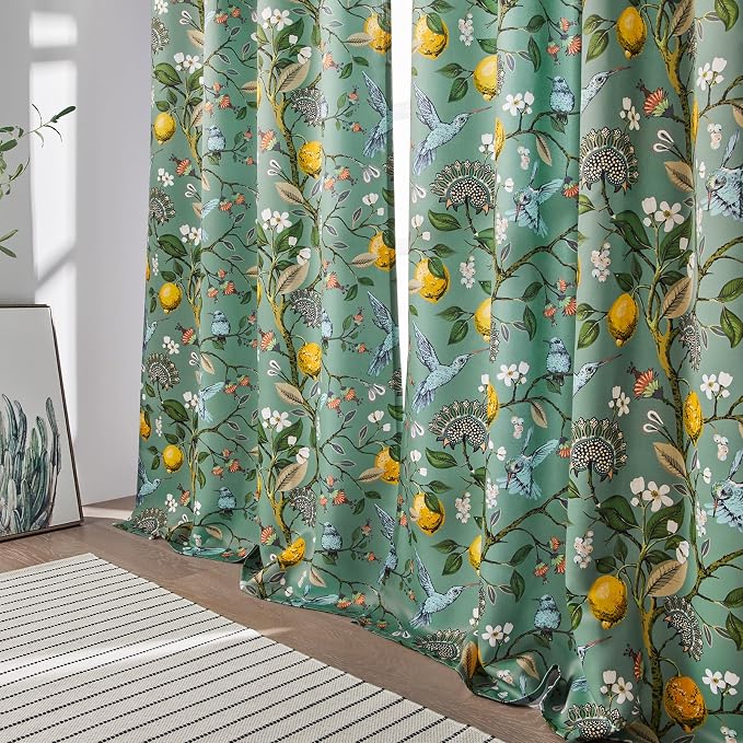 Topfinel 90 Inches Long Curtains, Whimsical Woodland Leaf Jungle Forest Flower - Image 8