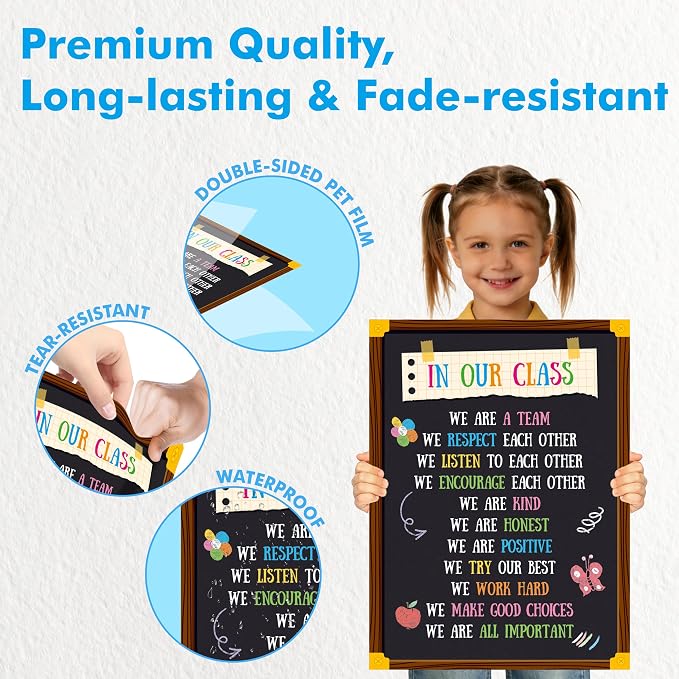 Vantasii Classroom Rule Poster, Colorful Bulletin Board Decoration Thick - Image 4