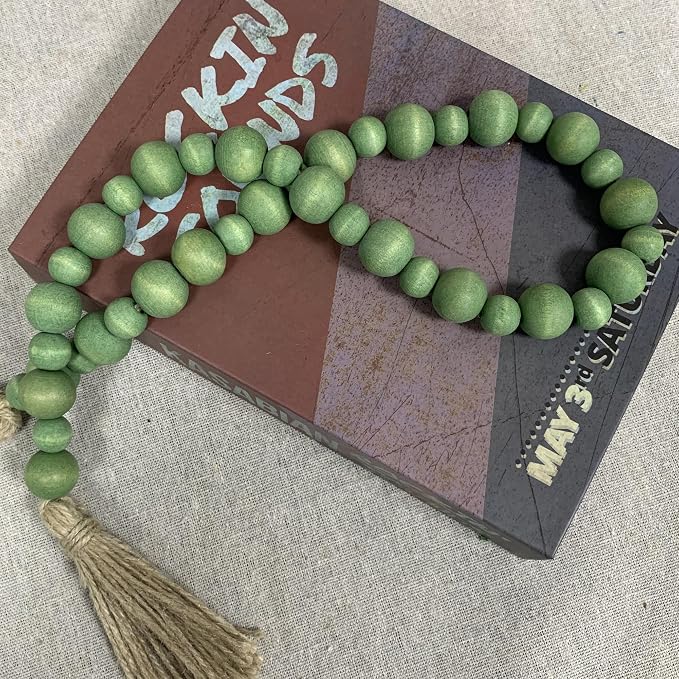 Handcrafted Farmhouse Wooden Decorative Beads Garland, Table Tray Boho Wood by FenisamDecorYourChoice