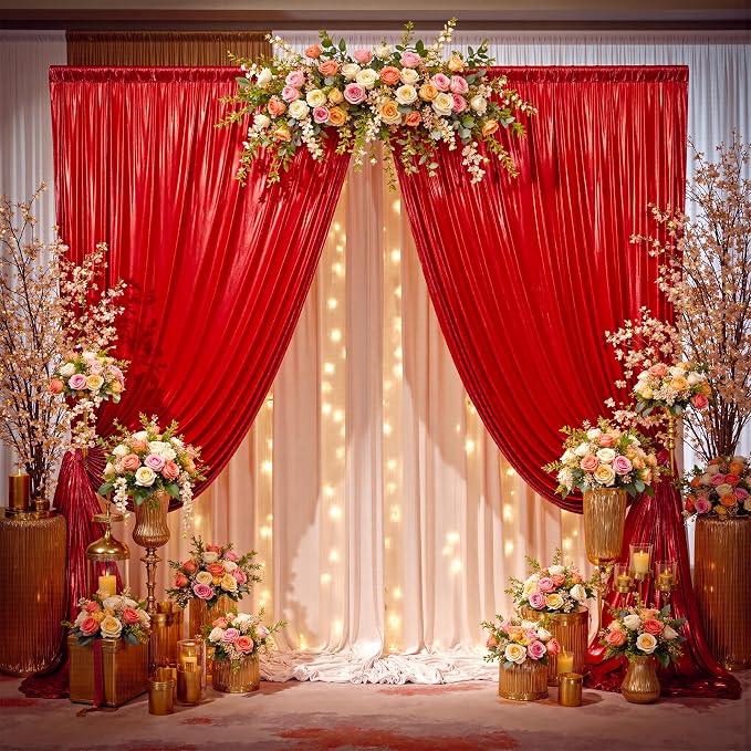 30x10ft Shimmer Red Sequin Backdrop Curtain - Image 3