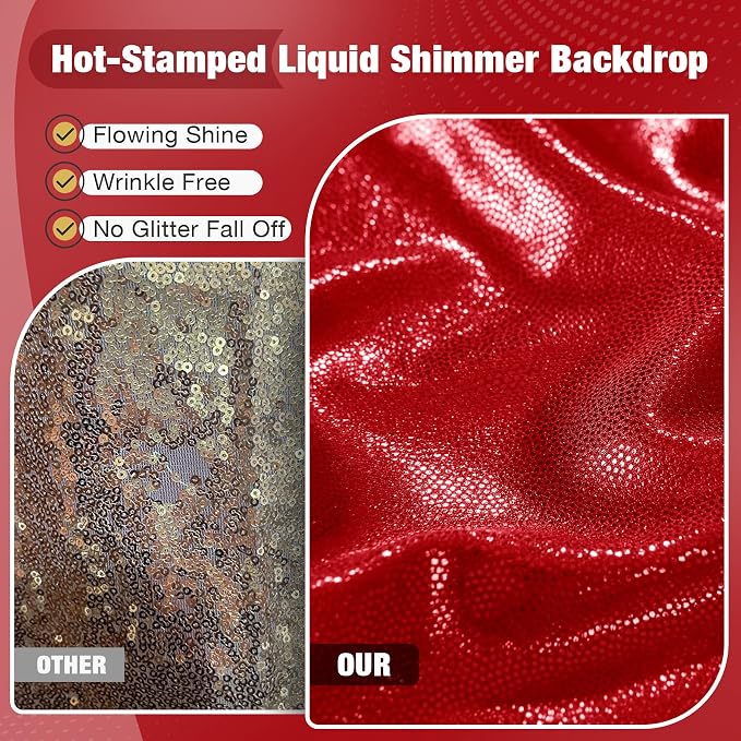 10x10FT Red Sequin Backdrop Curtain - Image 2