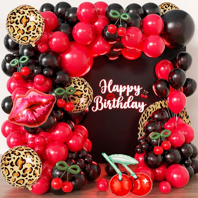 110pcs Red and Black Balloon Garland Arch Kit by Jenlion