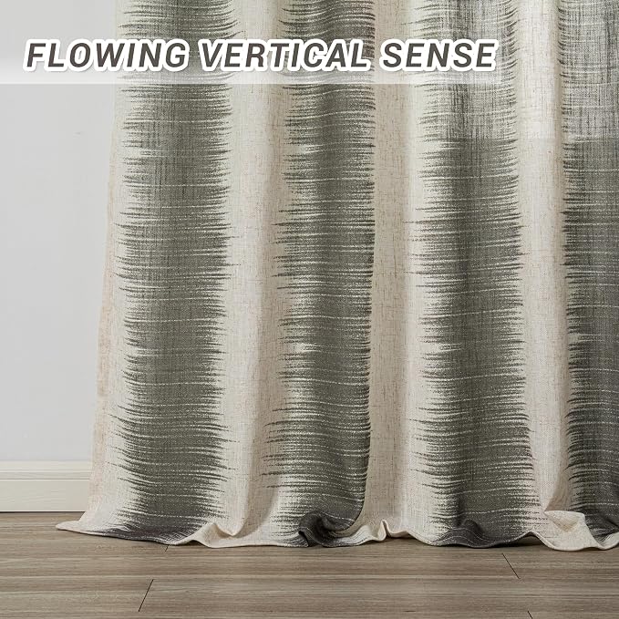MYSKY HOME Ceiling Curtains for Living Room, Farmhouse Style Lines Printed - Image 6