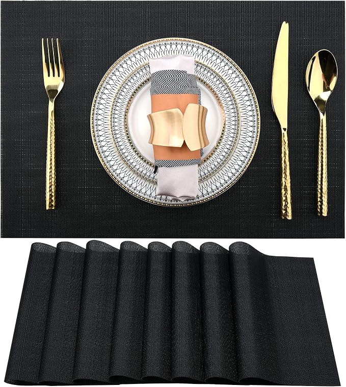 SLKQG Black Placemats Set of 8 by SLKQG