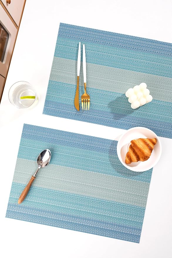 LEXMORE Placemats Set of 4 Vinyl/Plastic Woven Place Mats - Image 6