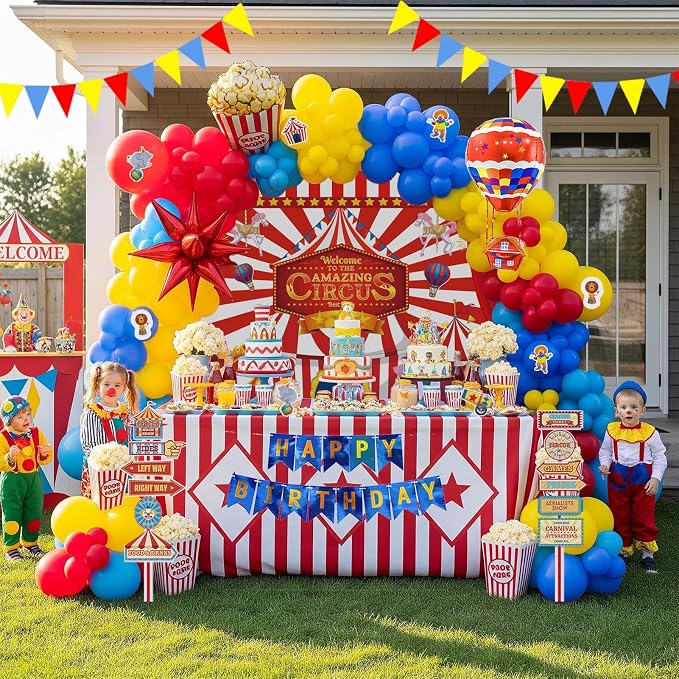 Circus Theme birthday party decorations & include red blue yellow balloon - Image 8