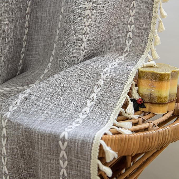 Sutuo Home Boho Curtains for Kitchen Bedroom Dining Room, Linen Farmhouse - Image 2
