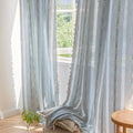ENJOYBRIDAL Boho Curtains 63 Inch Length 2 Panels Semi Sheer Blue Grey Drapes by ENJOYBRIDAL