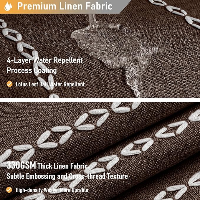 72x96 Extra Long Boho Linen Heavy Duty Cloth Shower Curtain Set, 330GSM Linen - Image 4