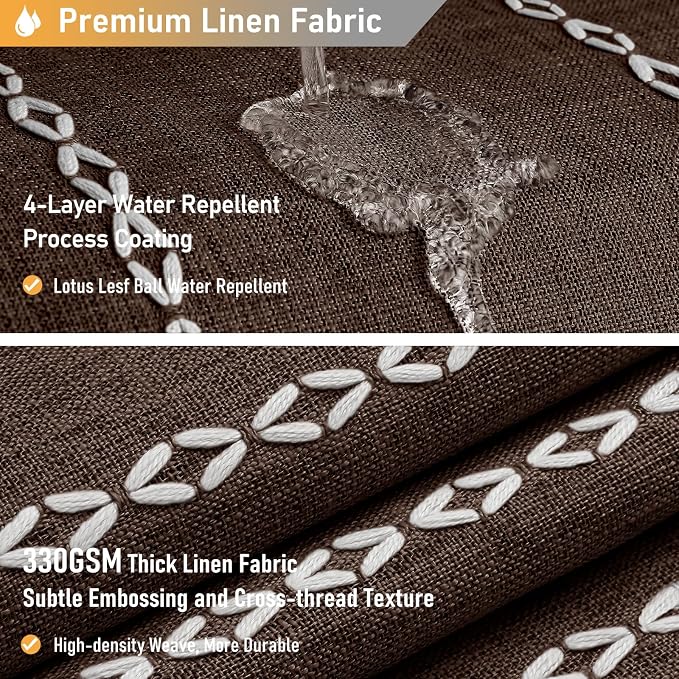 72x78 Long Boho Farmhouse Linen Heavy Duty Cloth Shower Curtain, 330GSM Linen - Image 4
