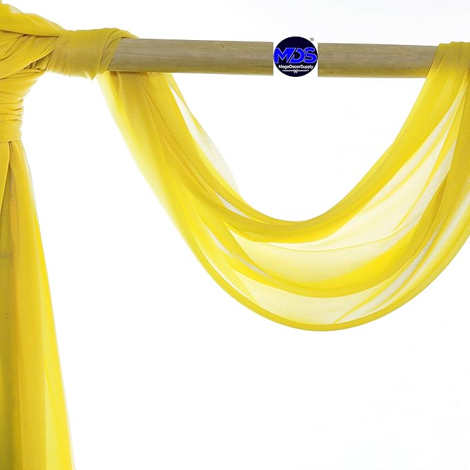 MDS Halloween Chiffon Draping Fabric - 2 Panel, 30" Wide x 20ft Long - Sheer Spooky Arbor & Canopy Drapery for Haunted House Backdrops, Party Ceilings, DIY Costumes & Themed Events - Yellow