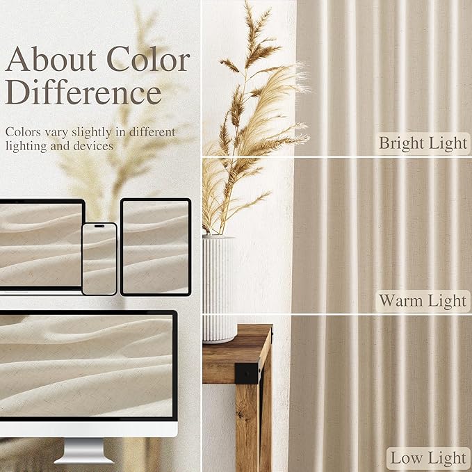 Birch Beige Linen Curtains 84 Inches Long - Image 3