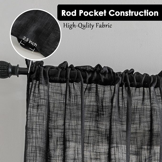Beda Home Tassel Linen Textured Swag Curtain Valance - Image 2