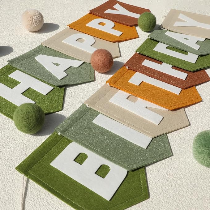 Felt Green Happy Birthday Banner Birthday Decorations by HODIHIWI