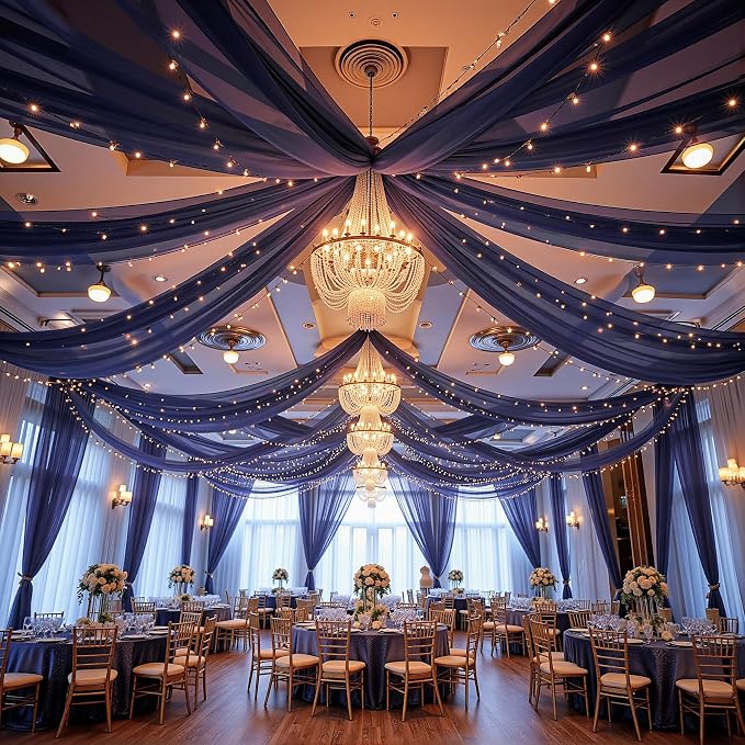 6 Panels Dark Blue Ceiling Curtains - Image 7