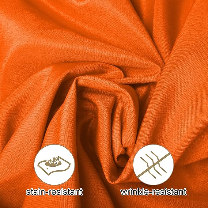 Ascoza 2pack 132 Inch Orange Round Tablecloth in Washable Polyester Fabric for Wedding/Banquet/Restaurant/Parties