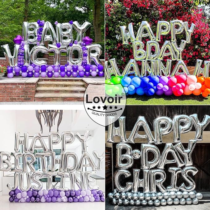 Lovoir 40 Inch Large Silver Letter C Balloons Big Size Jumbo Mylar Foil Helium - Image 6