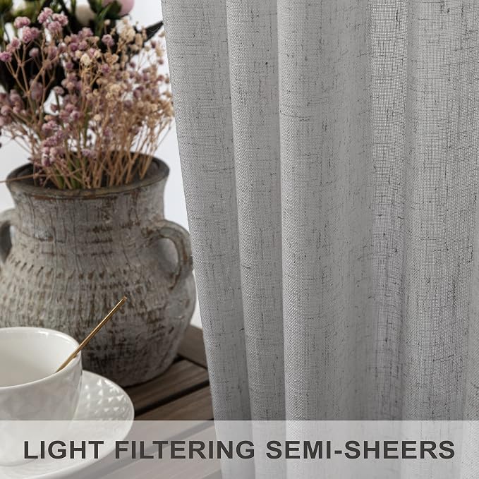 60 Inch Wide Curtains Grey for Living Room 2 Panels Set Back Tab Pocket Drape - Image 4