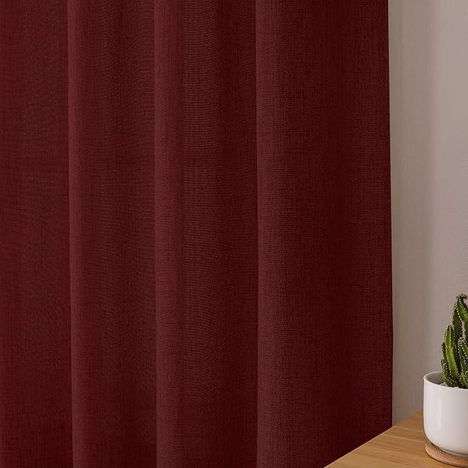 Tollpiz Linen Tier Curtain Rod Pocket Semi Sheer Half Kitchen Curtains Burlap - Image 8