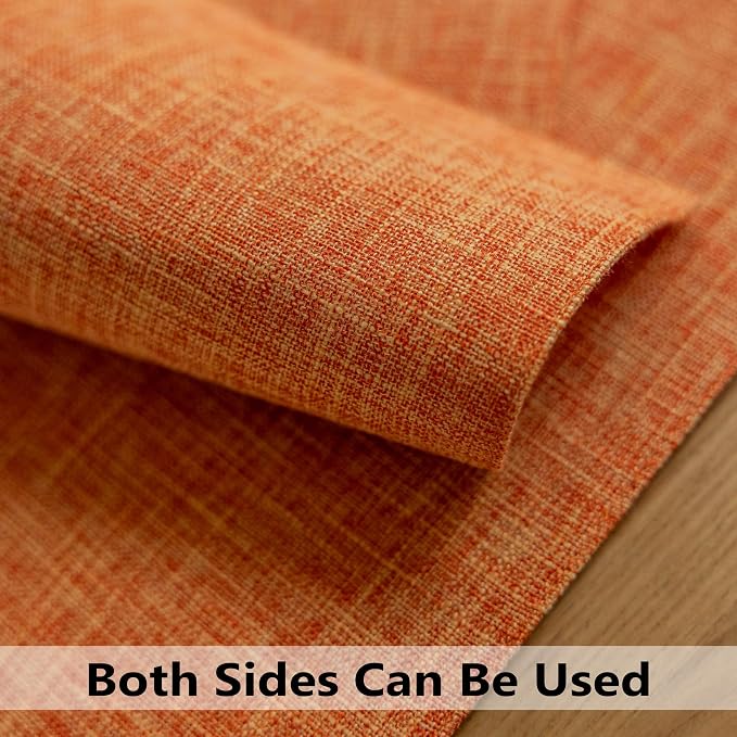Demetex Orange Placemats Set of 6 Linen Place Mats Modern Washable Table Plate - Image 5