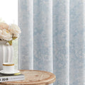 Beauoop Blue Floral Jacquard Blackout Curtains by Beauoop