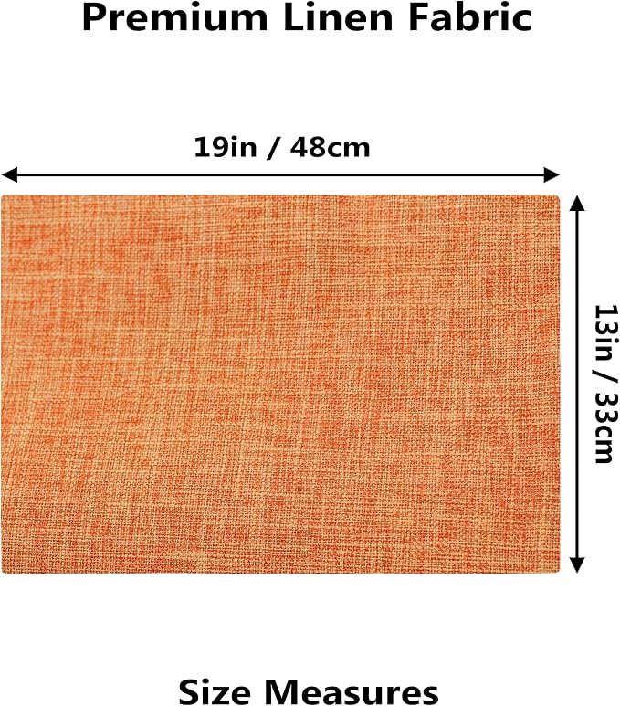 Demetex Orange Placemats Set of 8 Linen Textured Fabric Place Mats Rectangle - Image 2
