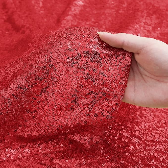 Sugargirl Red Sequin Backdrop Curtain 3 Panels 2FTx8FT Glitter Red Background - Image 4