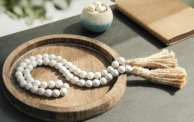 Meplait 39in Wood Bead Garland, Farmhouse Beads - Image 3