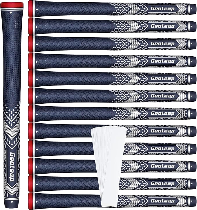 Geoleap Golf Grips Set of 13- Soft Golf Club Grips,Reduce Taper Design Provides High Traction and Performance,13 Grips with 15 Tapes and 13 Grips with All Repair Kits for Choice.