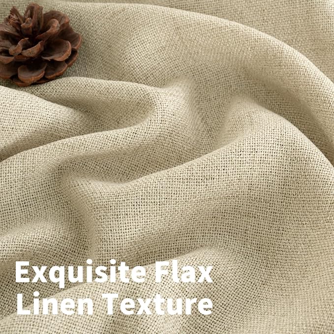 YoungsTex Warm Beige Linen Curtains 40 Inch Length, Short Light Filtering Drapes - Image 4