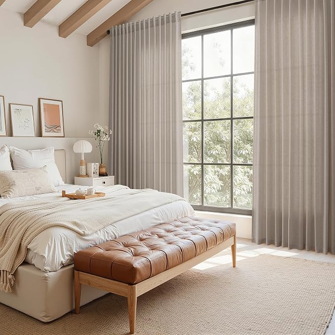 Ecru Curtains for Living Room 72 Inches Long Linen Blend Luxury Light Filtering - Image 7
