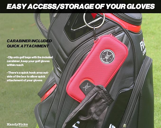 Handy Picks Performance Golf Glove Case - Golf Gloves Holder Case That Protects n Keeps Your Golf Gloves Neat n Dry - Air Flows Through on The Back Cover to Let The Moisture Out