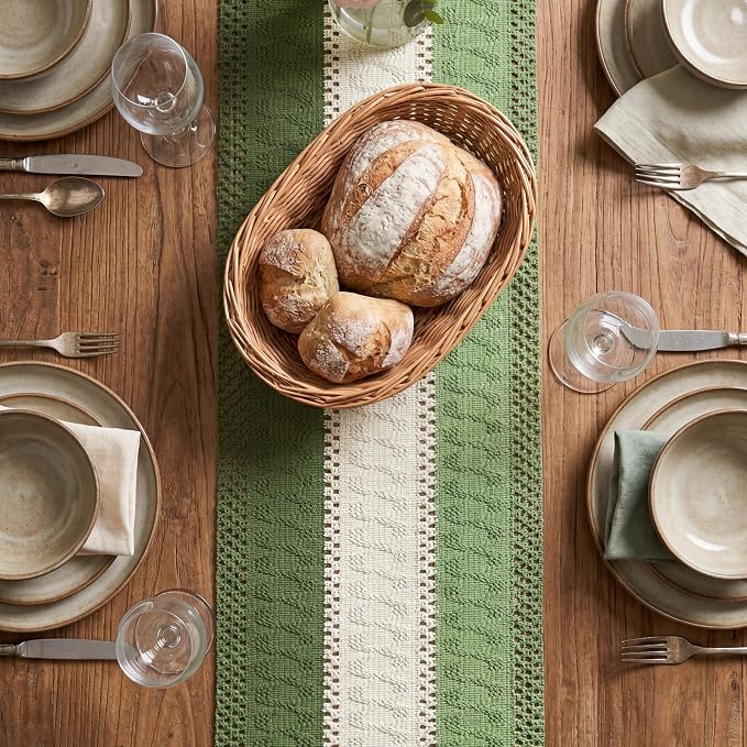 Artoid Mode Sage Beige Green Farmhouse Rustic Table Runner 12x72 Inch | Holiday - Image 2