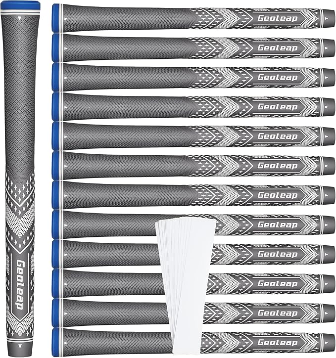 Geoleap Golf Grips Set of 13- Soft Golf Club Grips,Reduce Taper Design Provides High Traction and Performance,13 Grips with 15 Tapes and 13 Grips with All Repair Kits for Choice.