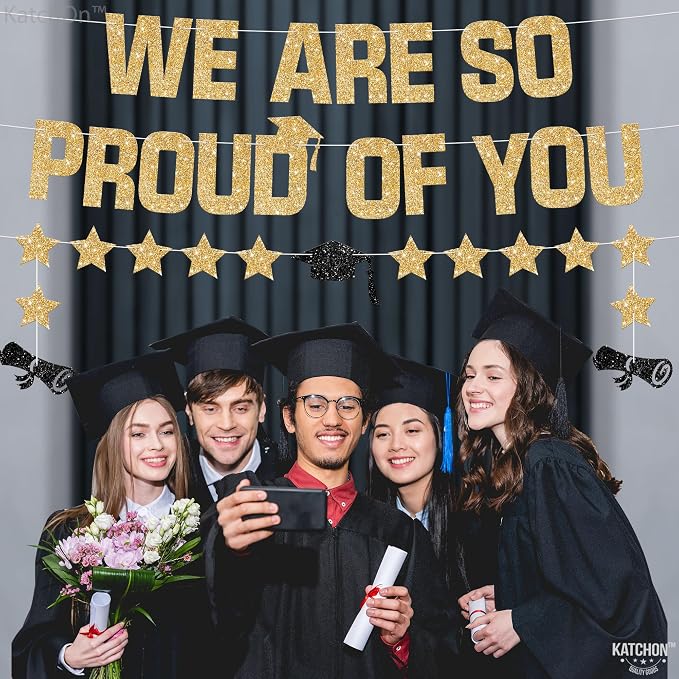 KatchOn Glitter Gold We are So Proud of You Banner 10 Feet | No DIY, Pre Strung - Image 9