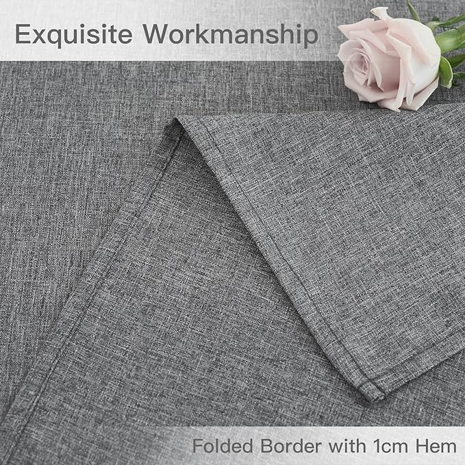 maxmill Rectangle Linen Texture Tablecloth Stain Proof Waterproof Wrinkle Free Washable Dining Table Cloth Wipeable Fabric Table Cover for Dining Room Farmhouse Tablecloths, 60 x 120 Inch, Dark Grey