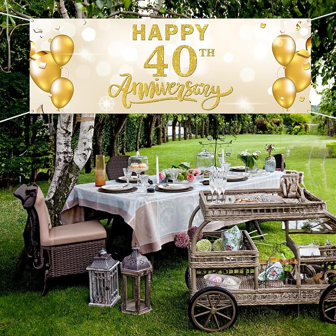 Large Happy 40th Anniversary Banner 40 Wedding Company Retirement Anniversary - Image 7