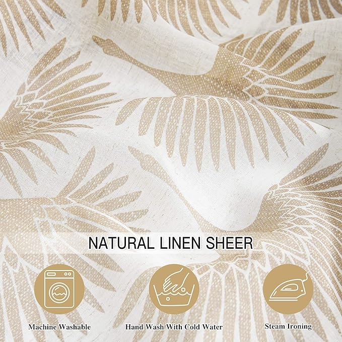 KGORGE 95 inch Long Linen Curtains Semi Sheer Curtains Privacy Protect - Image 6