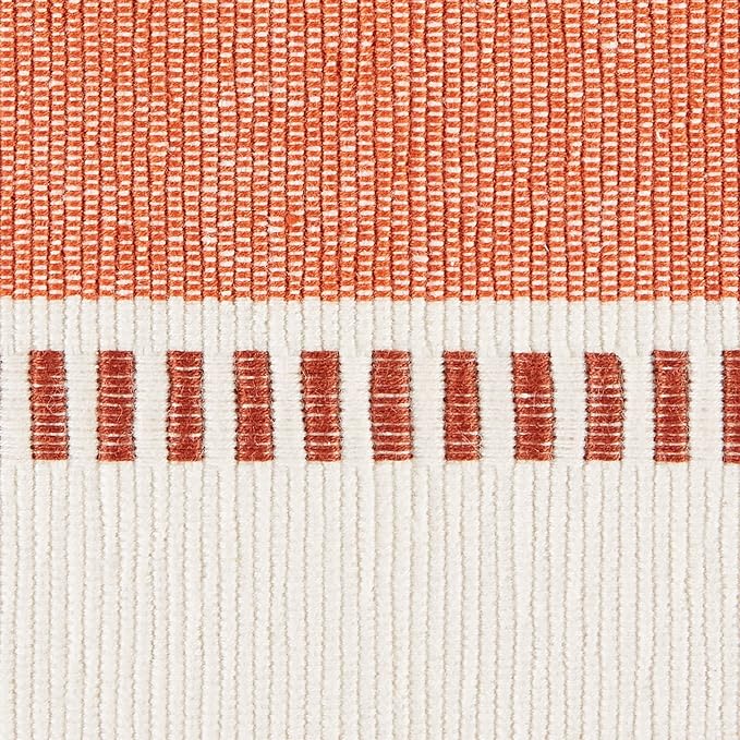 DII Dobby Stripe Table Runner, 13x72 Burnt Orange & Cream Background | Woven - Image 3