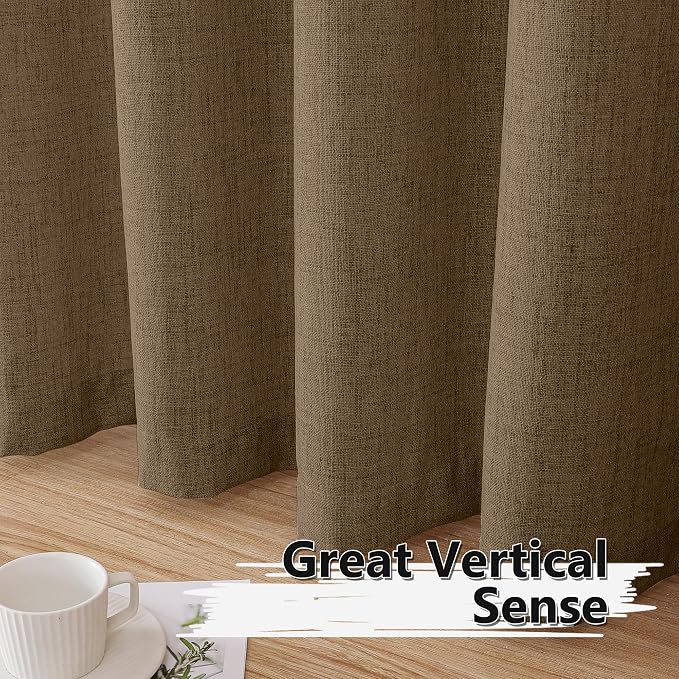 Tollpiz Short Linen Tier Curtains Rod Pocket Semi Sheer Half Kitchen Curtain - Image 4