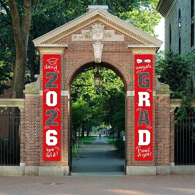 Graduation Decorations 2026 Banner Porch Sign Red Black - Image 6