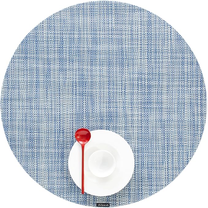 Chilewich Mini Basketweave Placemats, Round Woven Placemats Set of 4 | Reusable by Chilewich