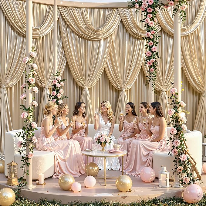 10x10ft Champagne Gold Glitter Backdrop Curtain - Image 8