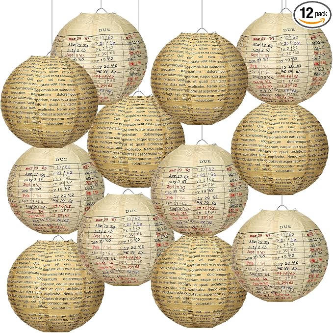 Baquler 12 Pcs Vintage Book Hanging Paper Lanterns Party Decorations, 8 Inch by Baquler