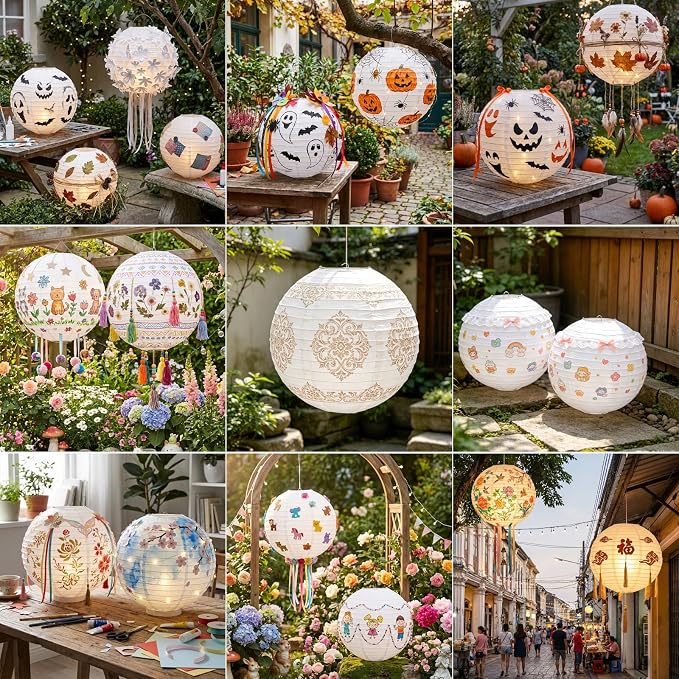 5pcs White Paper Lanterns Party Decorations, 20in Large Chinese Round Paper - Image 7