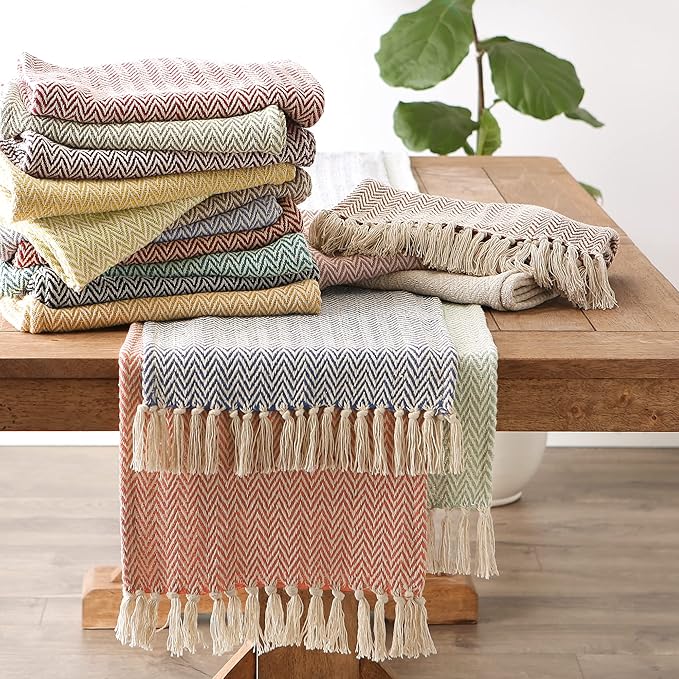 DII Woven Basic Tabletop Collection Chevron Table Runner, 15x108, Teal