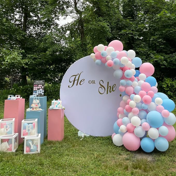 Pink Blue White balloons, 30 Pieces Pastel Pink White Blue Latex Balloons - Image 7