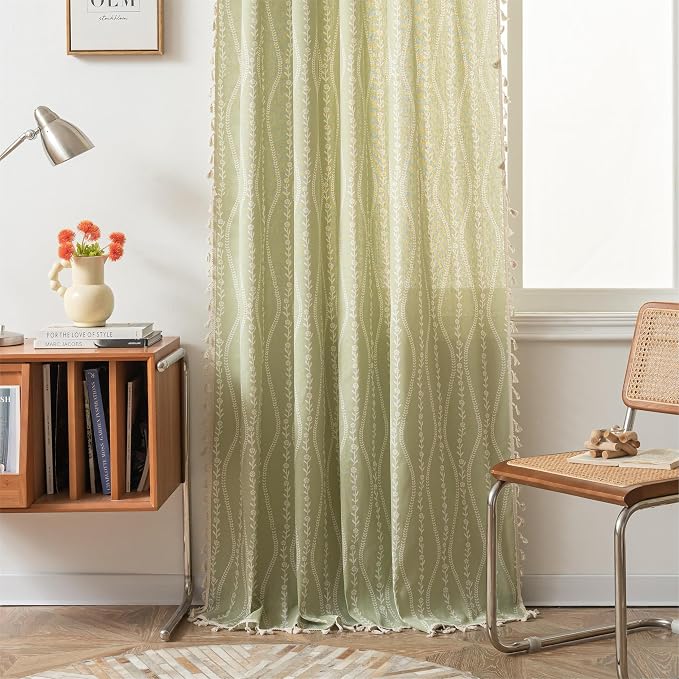 Sutuo Home Green Boho Curtains 84 Inches Long - Image 2