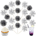 40 PCS Foil Firework Cupcake Toppers Sparkle Tinsel Cupcakae Picks Foil by ZHUOWEISM