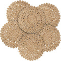 15" Corn Husk Woven Round Placemats Set of 6 by DaiVuCrafts